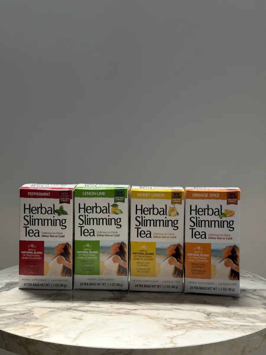 herbal slimming tea ( ليمون ونعنع ، ليمون وعسل ، برتقال ، نعنع )